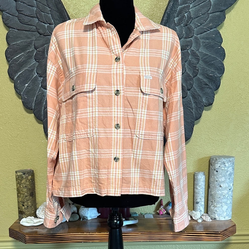 Brixton Peach Plaid Button-Up Shirt